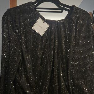 Elegant Black Sequin 2 Piece Pant & Crop Top by Premier Amour